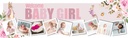 Personalised Welcome Baby Girl Banner - Pink Rabbit - 9 Photo Upload