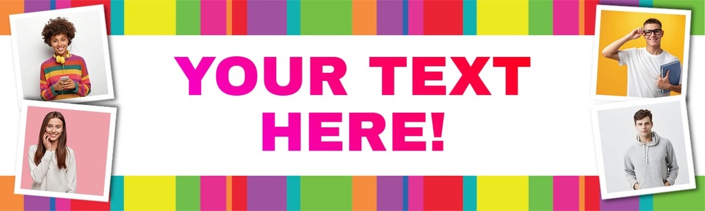 Personalised Welcome Home Banner - Rainbow Stripy - 4 Photo Upload