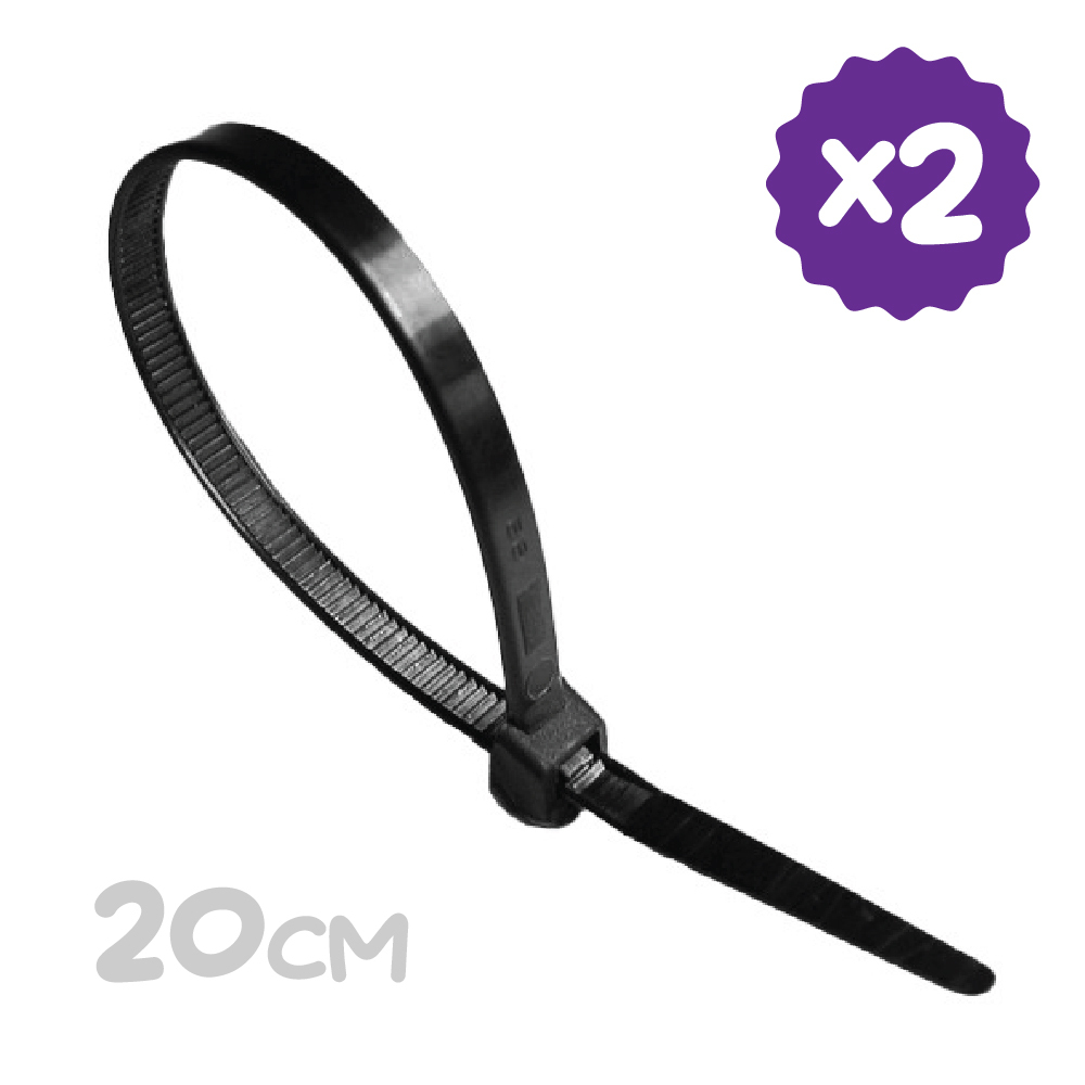 2 x Black Cable Zip Tie 200mm x 4mm