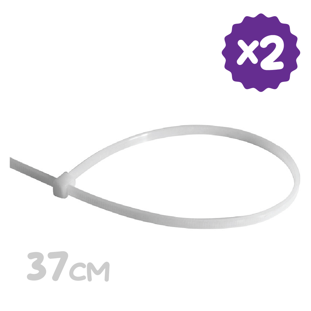 2 x White Nylon Cable Zip Tie 368mm x 4.8mm