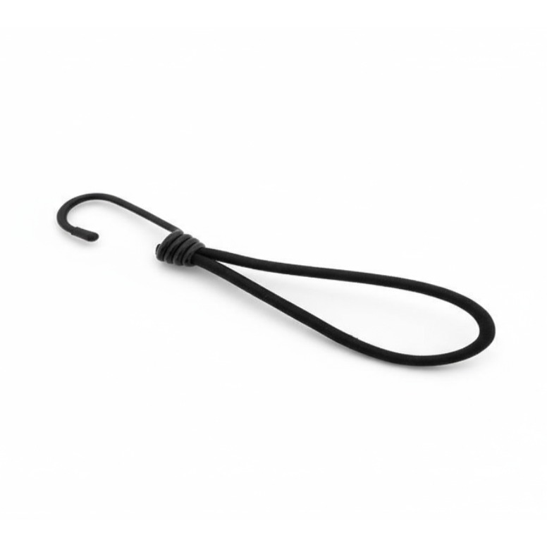 2 x 25cm Black Banna Bungee Cord - Stainless Steel Hook Tie