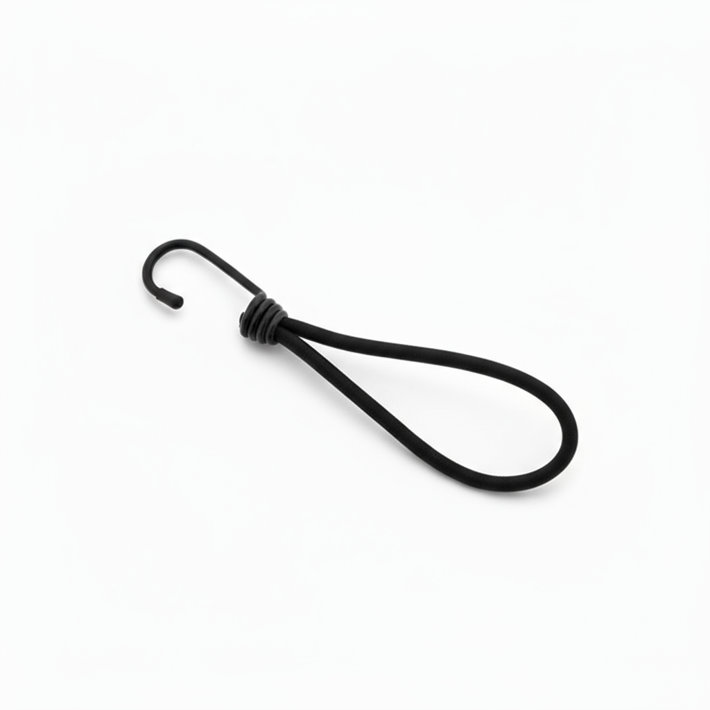 2 x 15cm Black Banna Bungee Cord - Stainless Steel Hook Tie