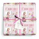 Personalised Party Wrapping Paper - 1st Birthday Pink Rabbit - Upload Photo & Name
