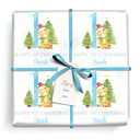 Personalised 1st Christmas Wrapping Paper - Cute Giraffe - Add Name