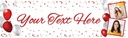 Personalised Happy Birthday Banner - Red & White Party Balloons - 2 Photo Upload