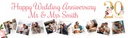 Personalised 20th Wedding Anniversary Banner - Floral Design - 9 Photo Upload