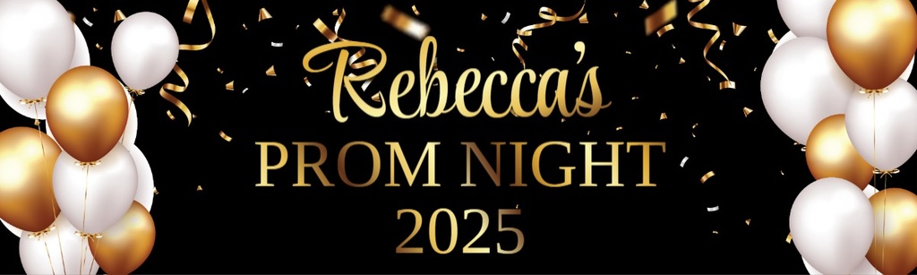 Personalised Prom Banner - White & Gold Balloon Design