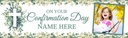 Personalised Confirmation Banner - Green Floral Cross - 1 Photo & Custom Text