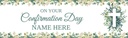 Personalised Confirmation Banner - Green Floral Cross - Custom Text