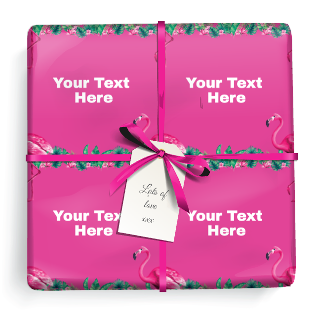 Personalised Birthday Wrapping Paper -  Pink Flamingo - Add Text