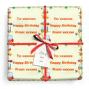 Personalised Birthday Wrapping Paper -  Red & Yellow Diggers - Add Text