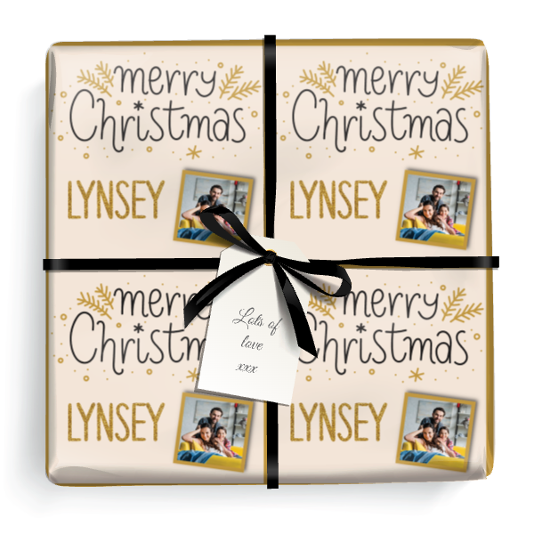 Personalised Christmas Wrapping Paper - Merry Christmas - Add Text & 1 Photo