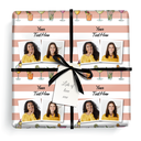 Personalised Party Wrapping Paper - Cocktail Stripes - 2 Photos & Add Text
