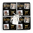 Personalised 21st Birthday Wrapping Paper - Black & Gold - Upload 2 Photos & Name