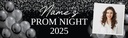 Personalised Prom Banner - Black & Silver Balloons - Custom Text & 1 Photo