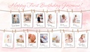Personalised 1st Birthday Photo Banner - Pink - Custom Text & Photos