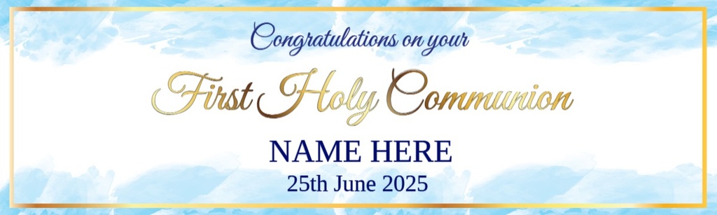 Personalised Holy Communion Banner - Blue & White - Confirmation