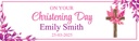 Personalised Christening Banner - Floral Pink Cross - Custom Text