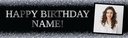 Personalised Party Banner - Black & Silver - Custom Text & 1 Photo