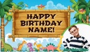 Personalised Birthday Backdrop Banner - Dinosaur - Add Text & 1 Photo