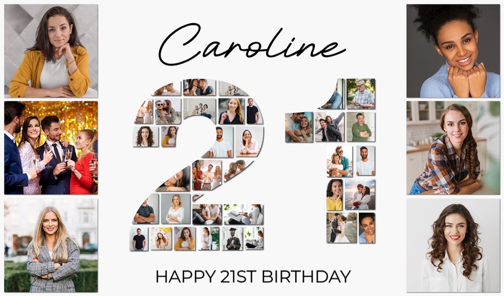 Personalised 21st Birthday Photo Banner - Add Photos - Custom Text
