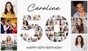 Personalised 50th Birthday Photo Banner - Add Photos - Custom Text