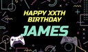 Personalised Birthday Backdrop Banner - Gaming - Add Text