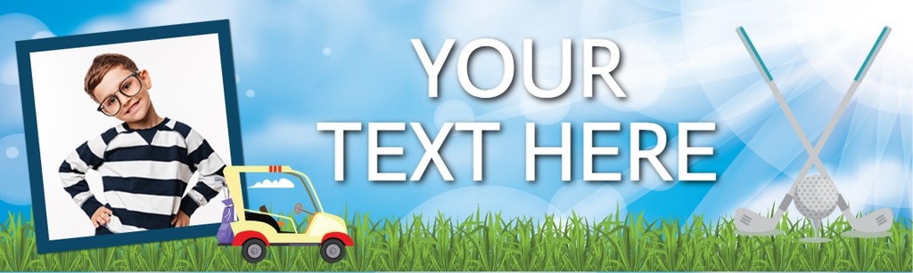 Personalised Golf Birthday Banner - Golf Clubs- Custom Text & 1 Photo