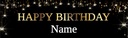 Personalised Party Banner - Black & Gold Starburst - Custom Text