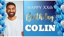 Personalised Birthday Backdrop Banner - Blue Balloons