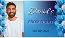 Personalised Prom Backdrop Banner - Blue Balloons - 1 Photo