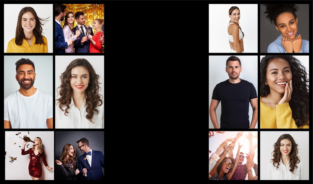 Personalised Black Birthday Backdrop Banner - 12 Photo Upload