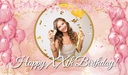 Personalised Party Banner - Pink Balloons Design - 1 Photo Upload