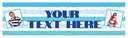 Personalised Party Banner - Blue Stripe - Custom Text & 2 Photo Upload