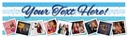 Personalised Happy Birthday Banner - Blue Rainbow Stripe - 9 Photo Upload