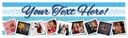 Personalised Happy Birthday Banner - Blue Rainbow Stripe - 9 Photo Upload