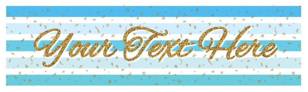 Personalised Party Banner - Blue Stripe - Custom Text