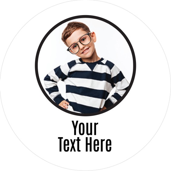 Personalised Party Stickers - Plain Design - Custom Text - 1 Photo