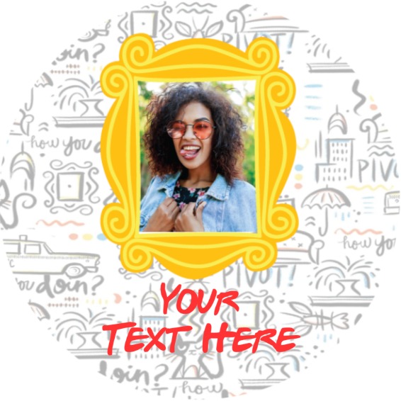 Personalised Party Stickers - Friends Design - Custom Text - 1 Photo