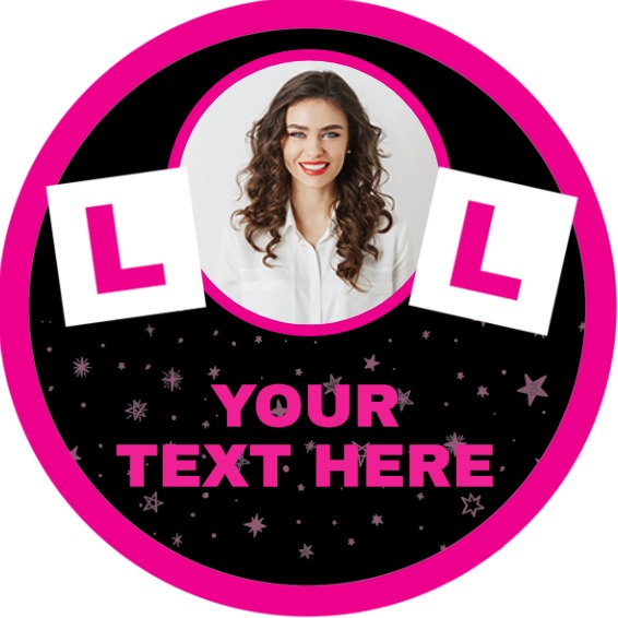 Personalised Hen Do Party Stickers - L Badge - Custom Text - 1 Photo