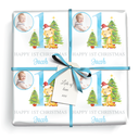 Personalised 1st Christmas Wrapping Paper - Cute Giraffe - Add Name & 1 Photo