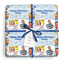 Personalised Birthday Wrapping Paper -  Pirate Design - Add Text & 2 Photo