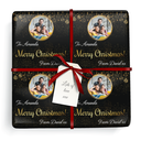 Personalised Christmas Wrapping Paper - Black & Gold - Add Name & 1 Photo