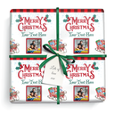 Personalised Christmas Wrapping Paper - Holly & Sleigh - Add Text & 1 Photo
