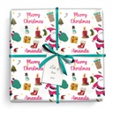 Personalised Christmas Wrapping Paper - Santa Snowman - Add Name