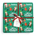 Personalised Christmas Wrapping Paper - Santa Hats - Add Photo & Name