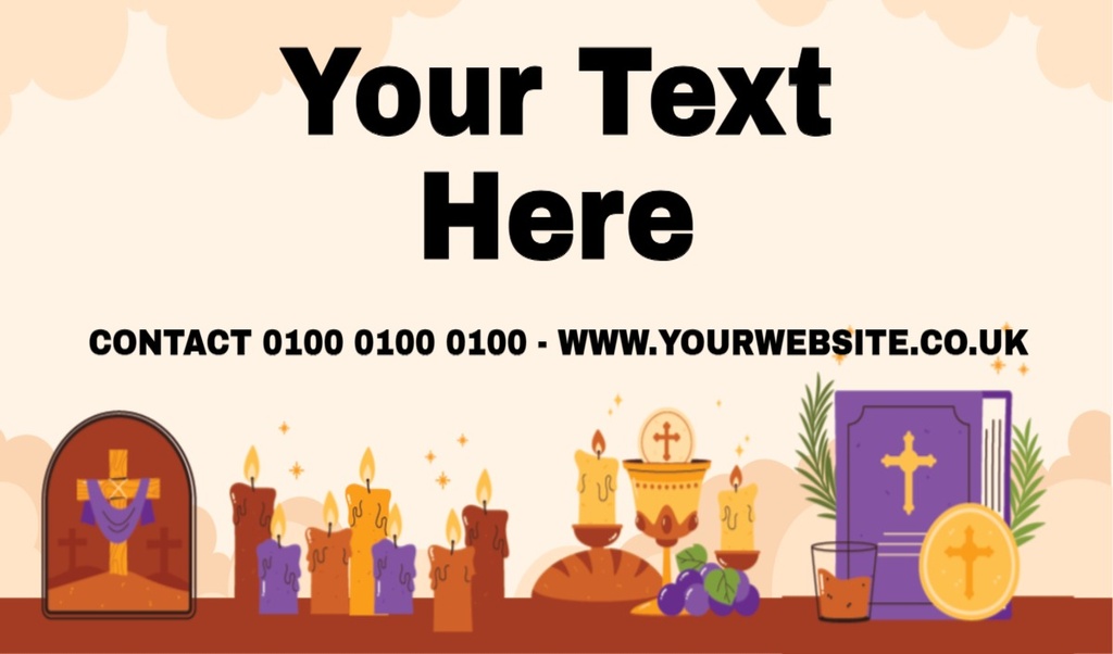 Personalised Church Banner - Custom Text - Candles & Cross Design