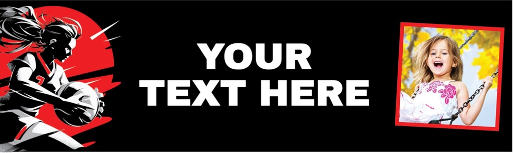 Personalised Party Banner - Netball - Custom Text & 1 Photo