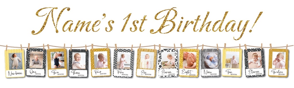 Personalised 1st Birthday Photo Banner - 0 - 12 Months