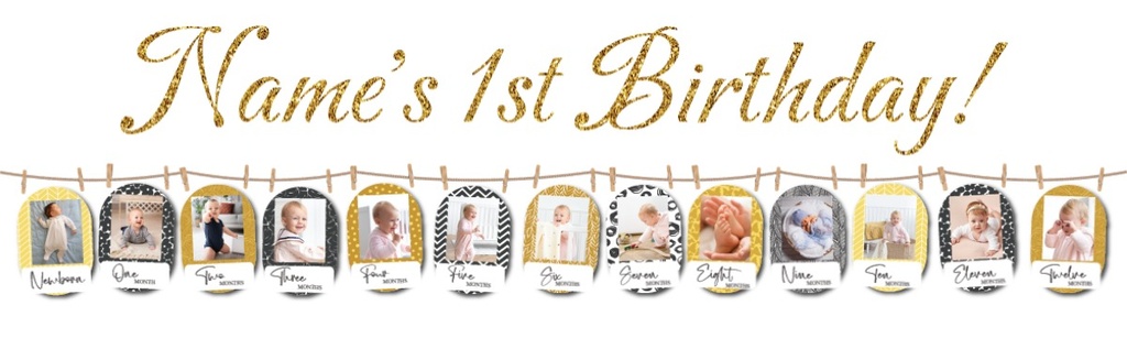 Personalised 1st Birthday Photo Banner - 0 - 12 Months
